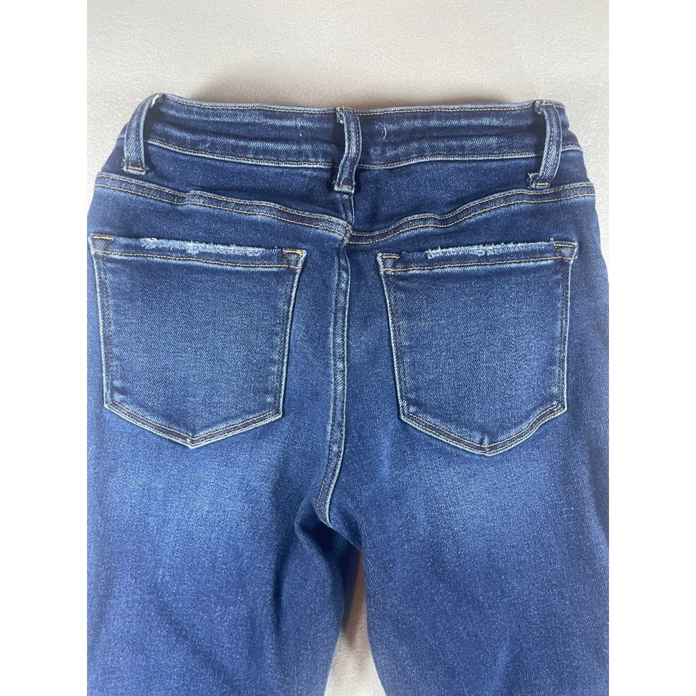 Vervet Blue Womens High Rise Straight Leg Raw Hem Jeans Dark Wash Size 26 T6143 - Picture 8 of 10